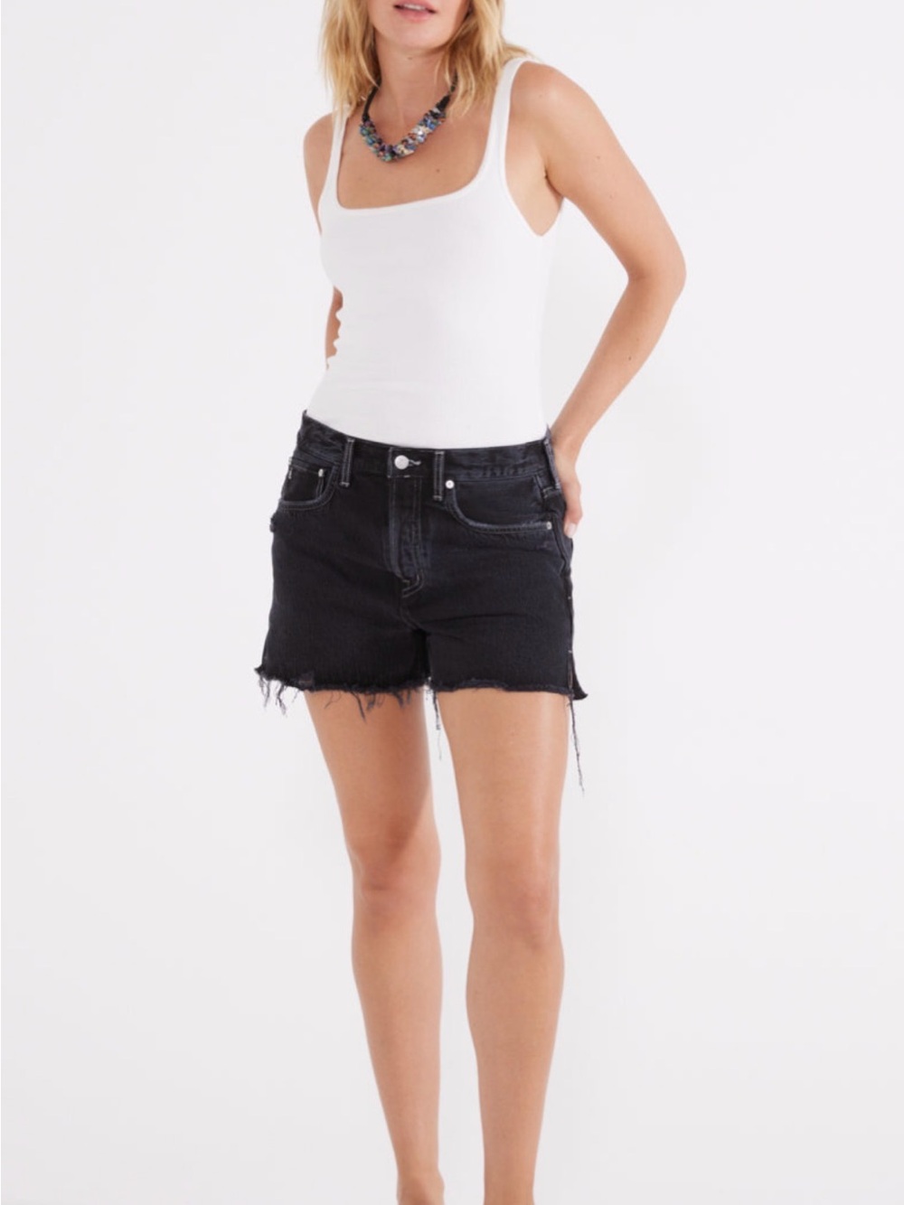 NWT  ETICA Haven Relaxed Denim Jean Shorts in Black Pearl Size 27